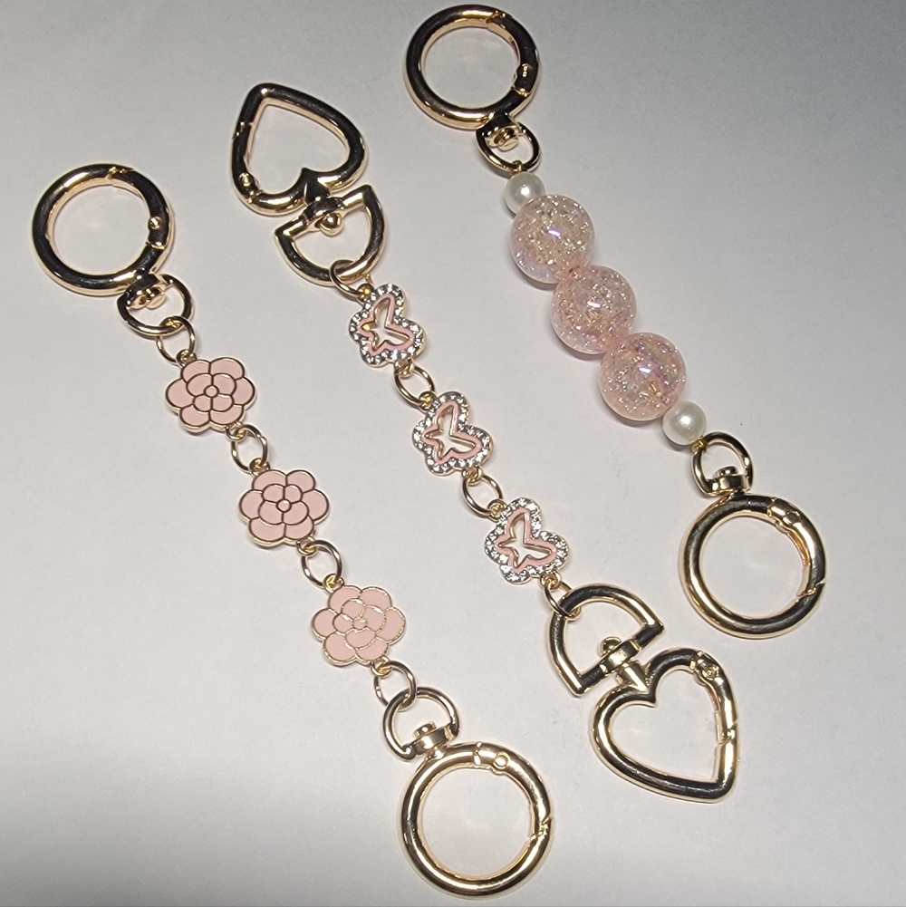 Butterfly / Pearl-like / Pink Flower Purse Strap Extender